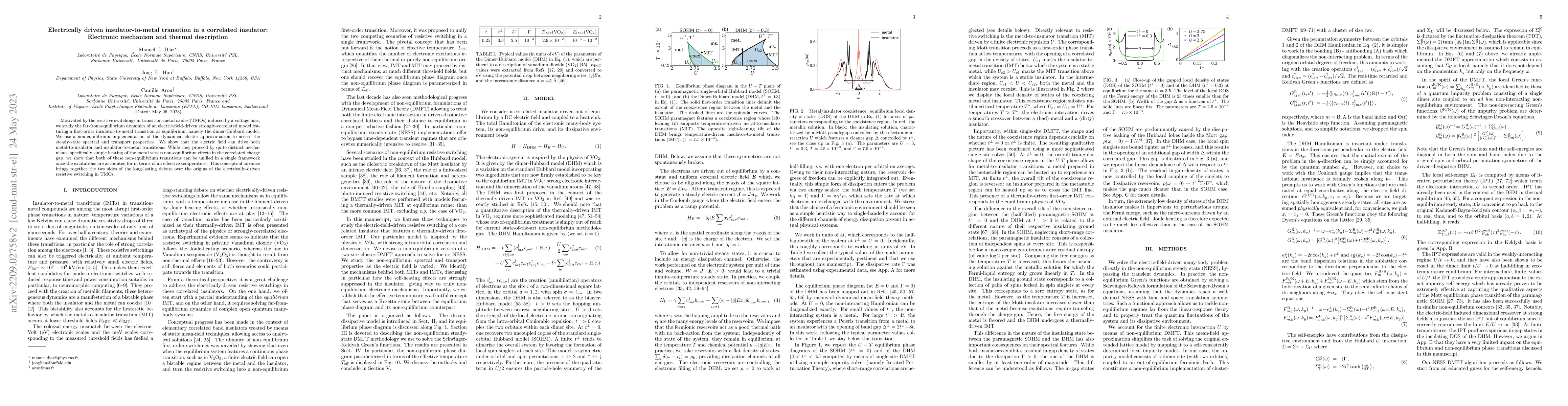 Thumbnail for Electrically driven insulator-to-metal transition in a correlated
  insulator: Electronic mechanism and thermal description