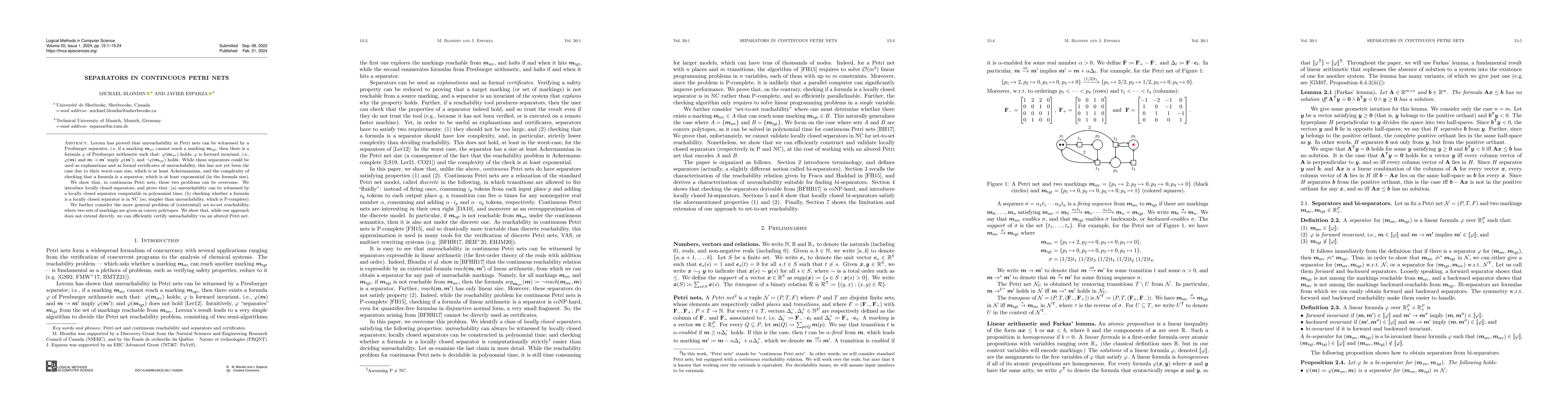 Thumbnail for Separators in Continuous Petri Nets