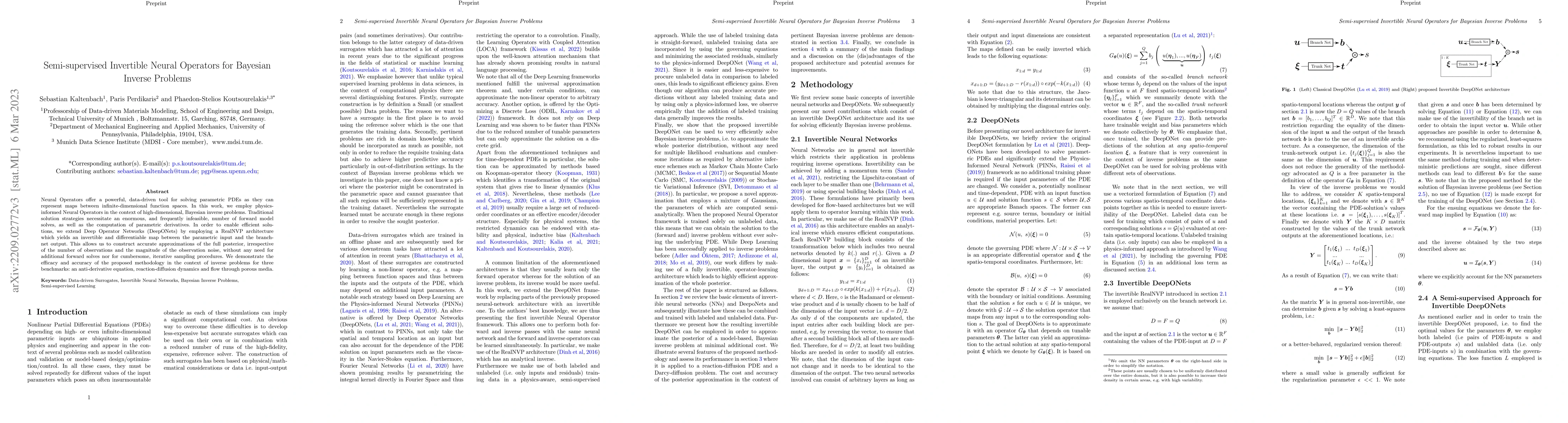 Thumbnail for Semi-supervised Invertible Neural Operators for Bayesian Inverse
  Problems