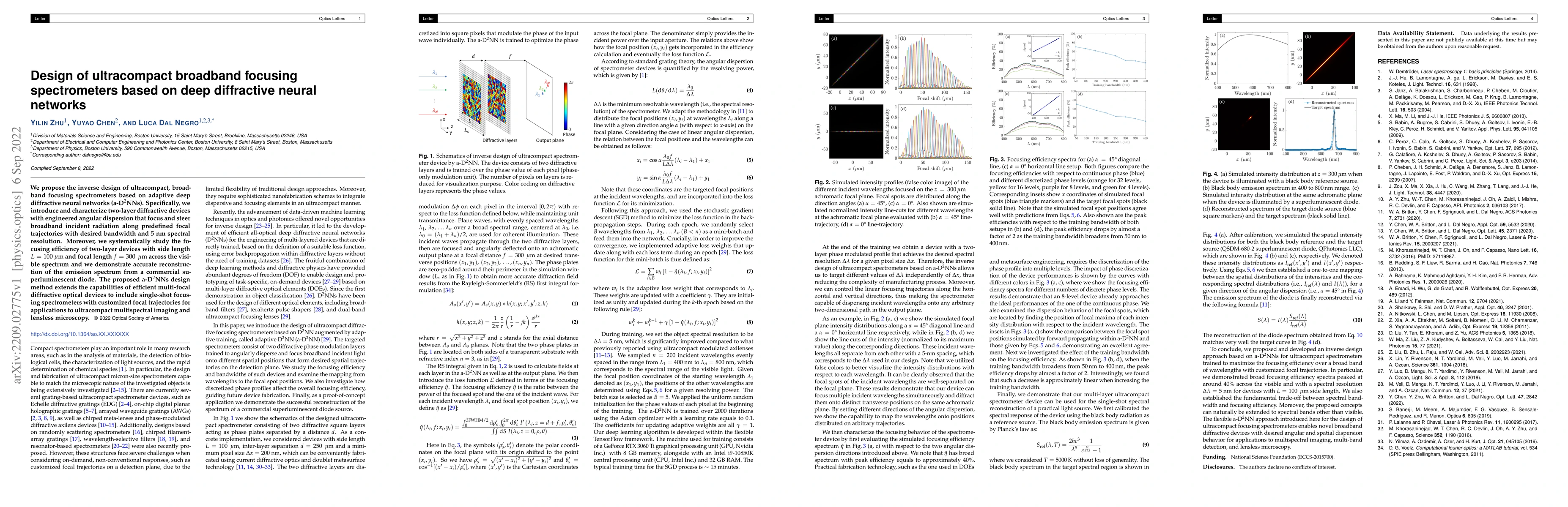 Thumbnail for Design of ultracompact broadband focusing spectrometers based on deep
  diffractive neural networks
