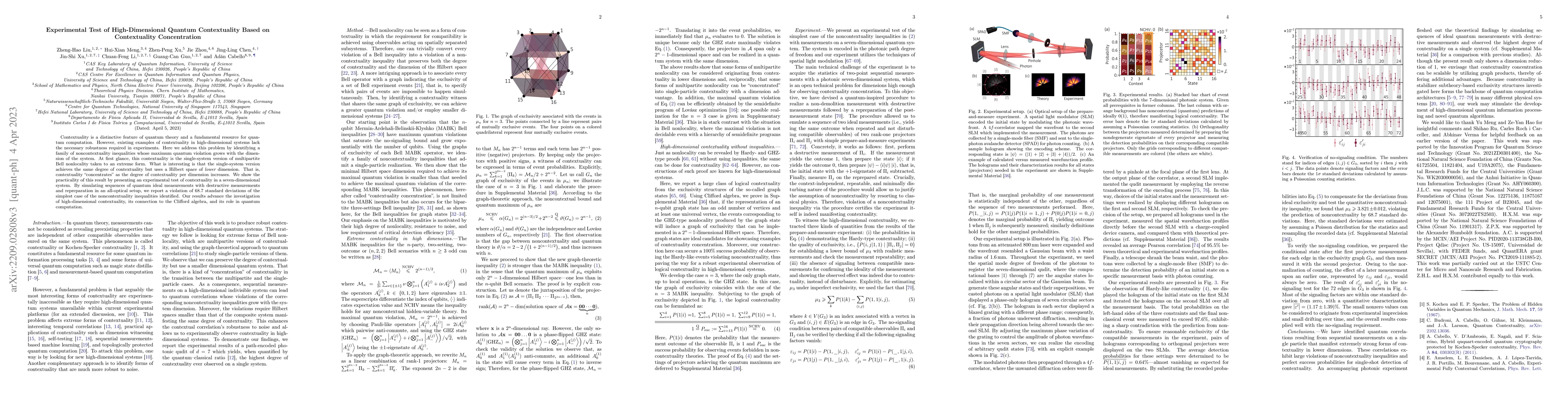Thumbnail for Experimental test of high-dimensional quantum contextuality based on
  contextuality concentration