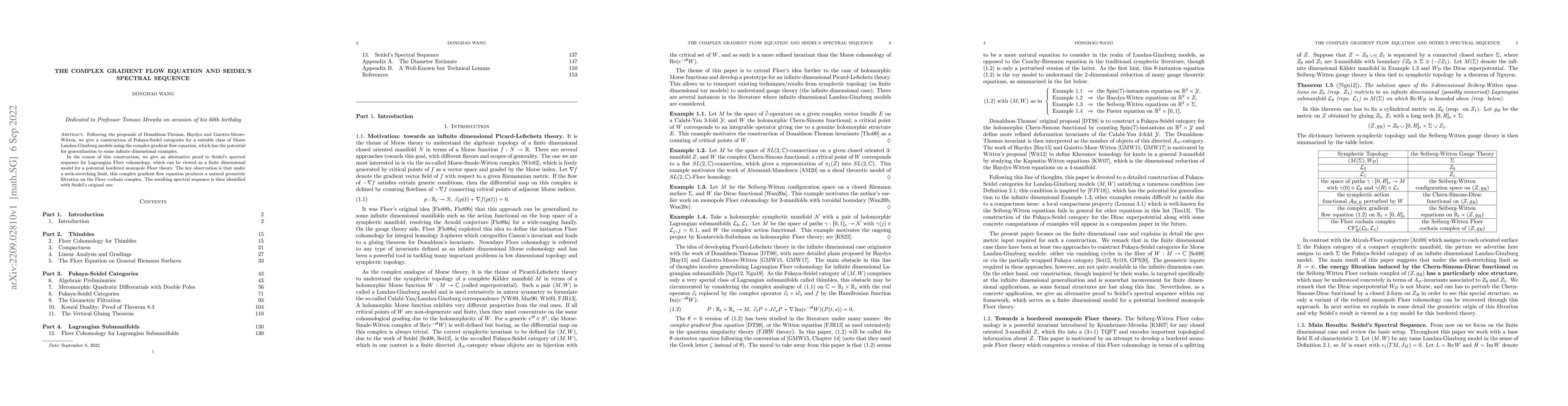 Thumbnail for The Complex Gradient Flow Equation and Seidel's Spectral Sequence