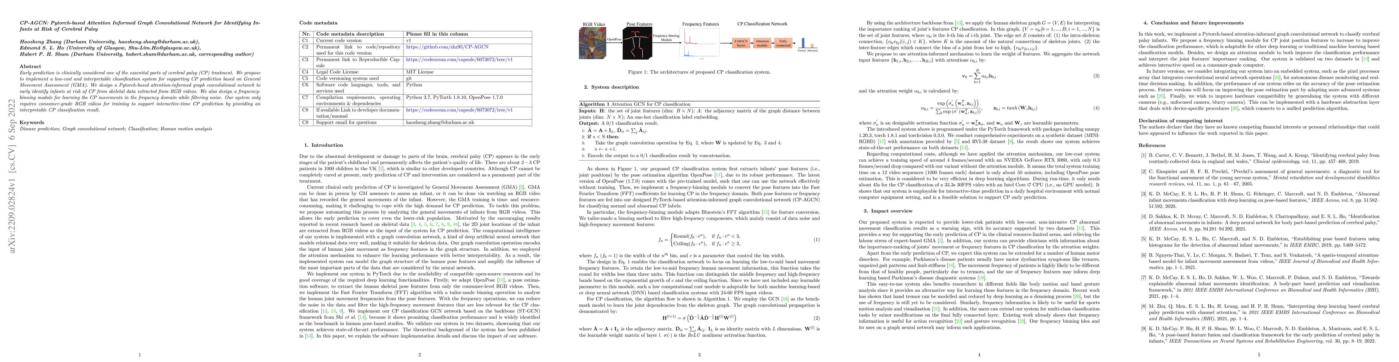 Thumbnail for CP-AGCN: Pytorch-based Attention Informed Graph Convolutional Network
  for Identifying Infants at Risk of Cerebral Palsy