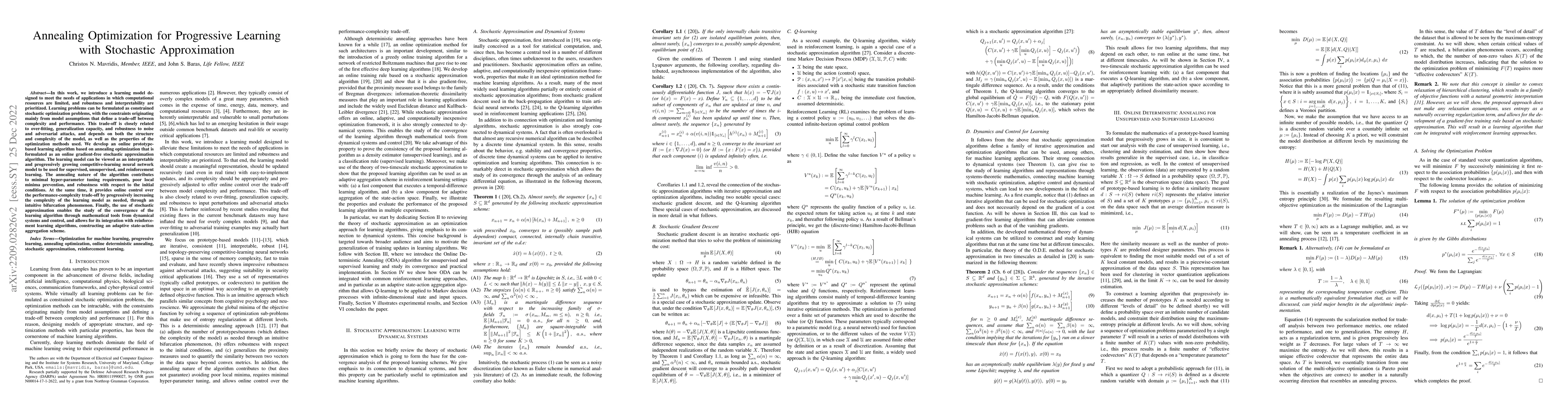Thumbnail for Annealing Optimization for Progressive Learning with Stochastic
  Approximation