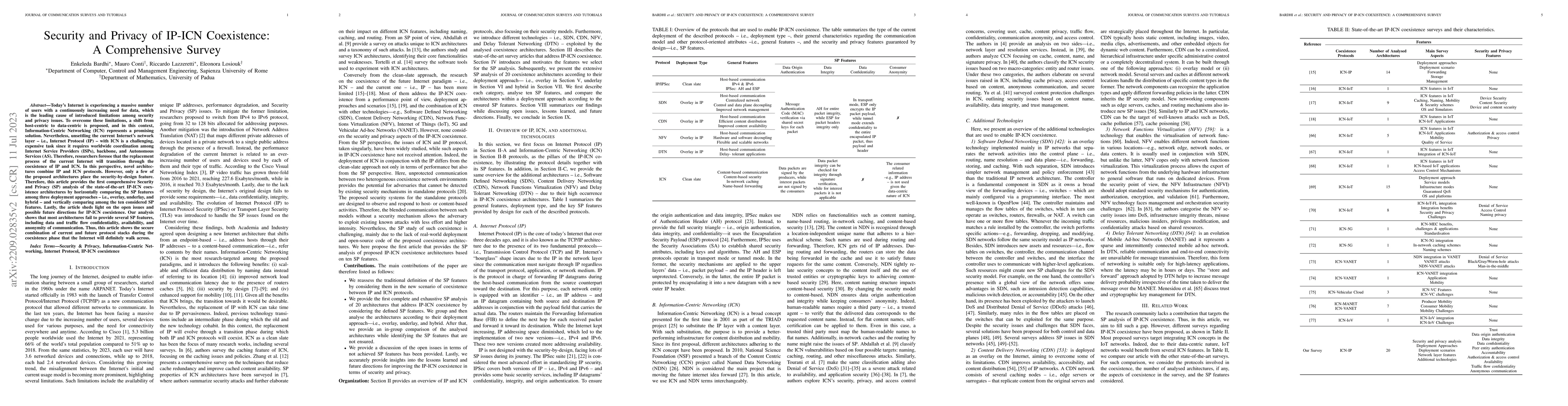 Thumbnail for Security and Privacy of IP-ICN Coexistence: A Comprehensive Survey
