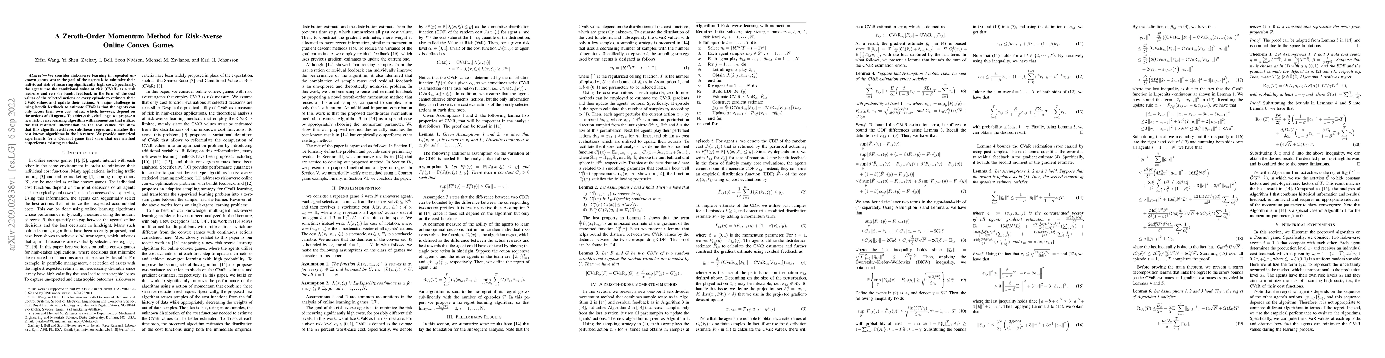 Thumbnail for A Zeroth-Order Momentum Method for Risk-Averse Online Convex Games