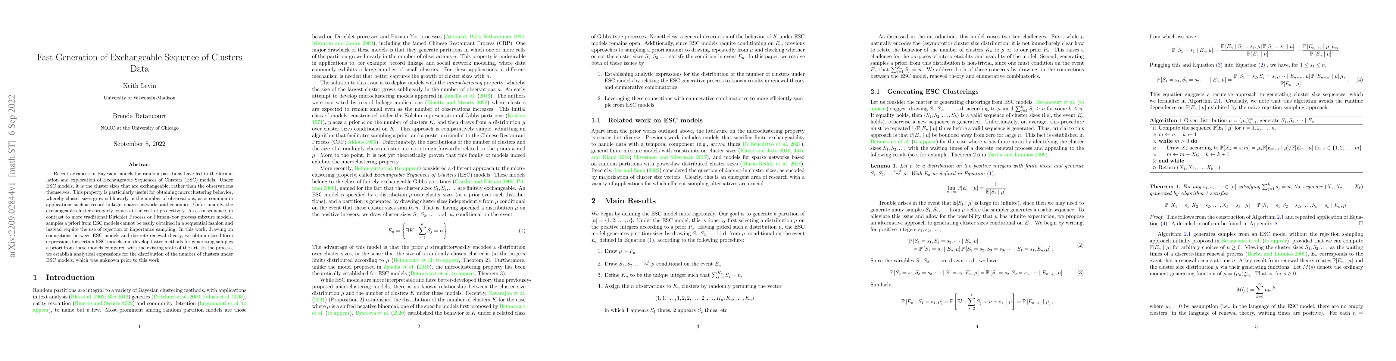 Thumbnail for Fast Generation of Exchangeable Sequence of Clusters Data