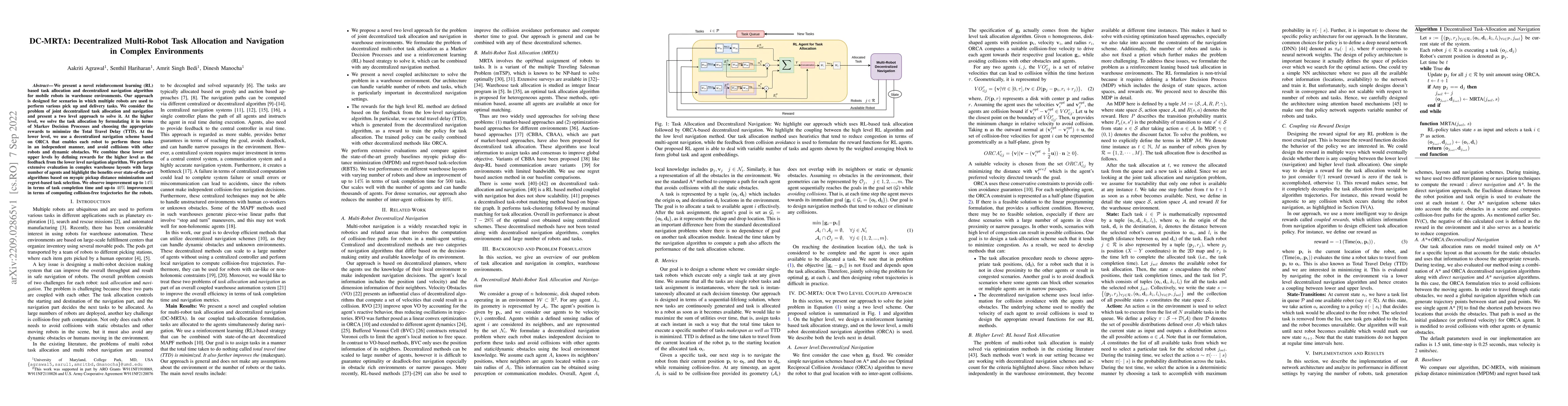 Thumbnail for DC-MRTA: Decentralized Multi-Robot Task Allocation and Navigation in
  Complex Environments