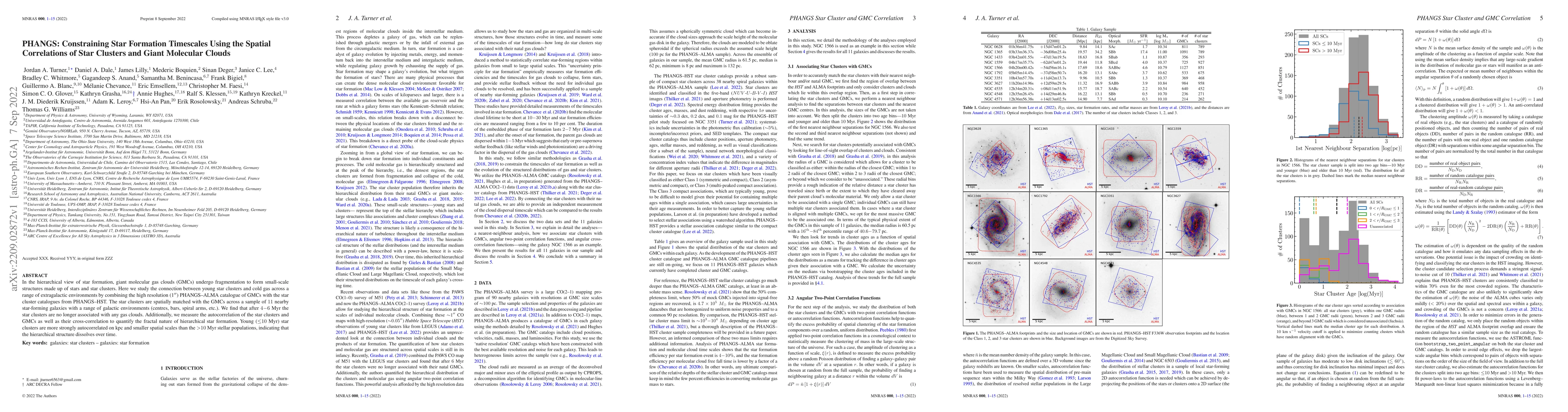 Thumbnail for PHANGS: Constraining Star Formation Timescales Using the Spatial
  Correlations of Star Clusters and Giant Molecular Clouds