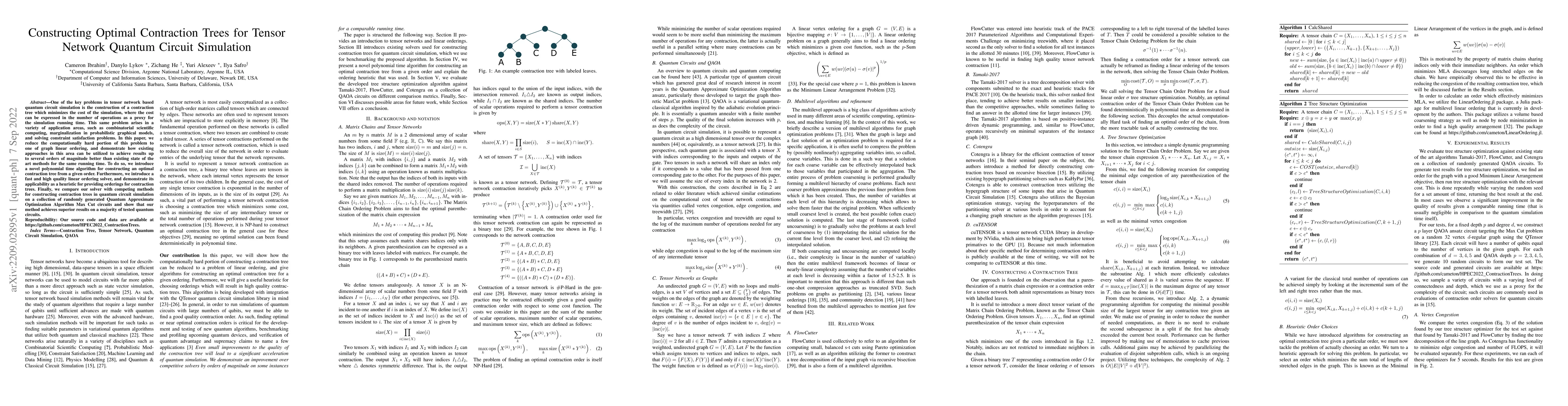 Thumbnail for Constructing Optimal Contraction Trees for Tensor Network Quantum
  Circuit Simulation