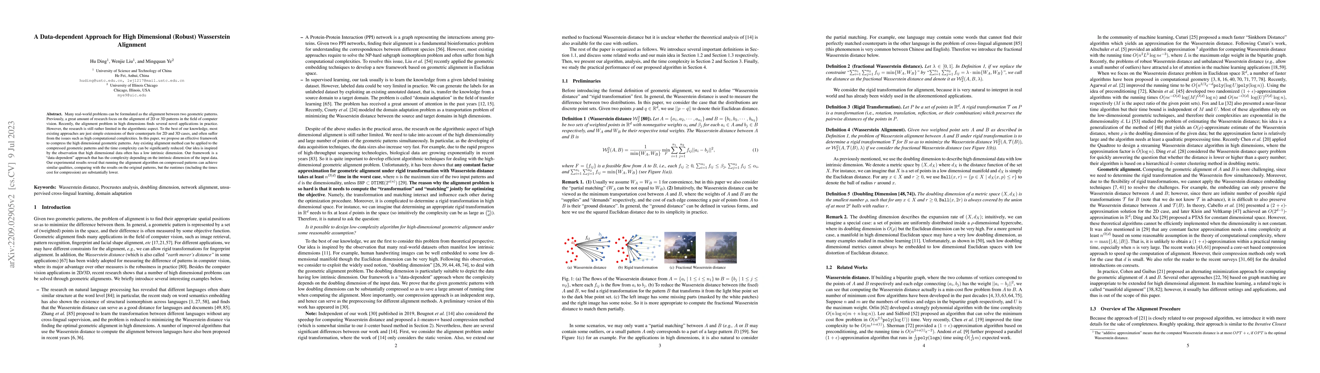 Thumbnail for A Data-dependent Approach for High Dimensional (Robust) Wasserstein
  Alignment