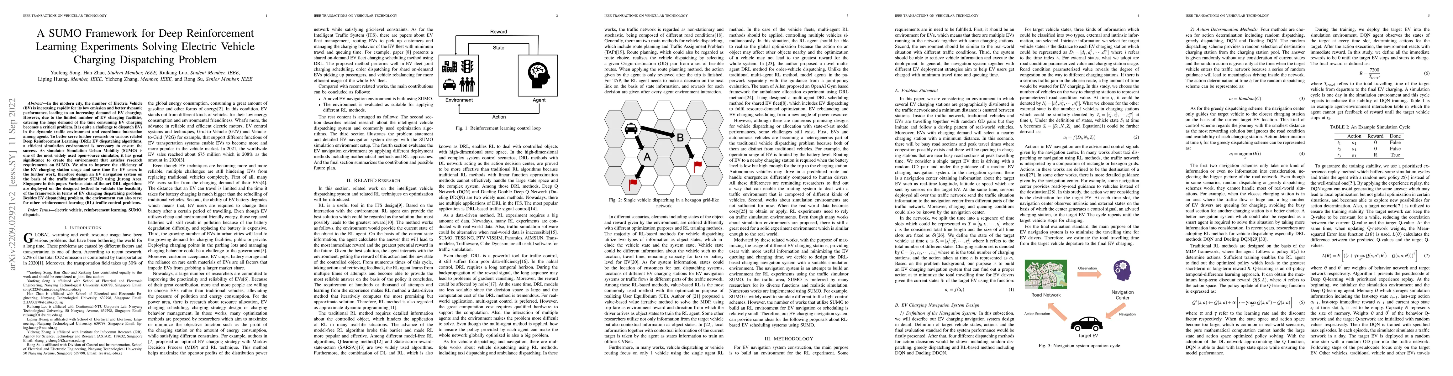 Thumbnail for A SUMO Framework for Deep Reinforcement Learning Experiments Solving
  Electric Vehicle Charging Dispatching Problem