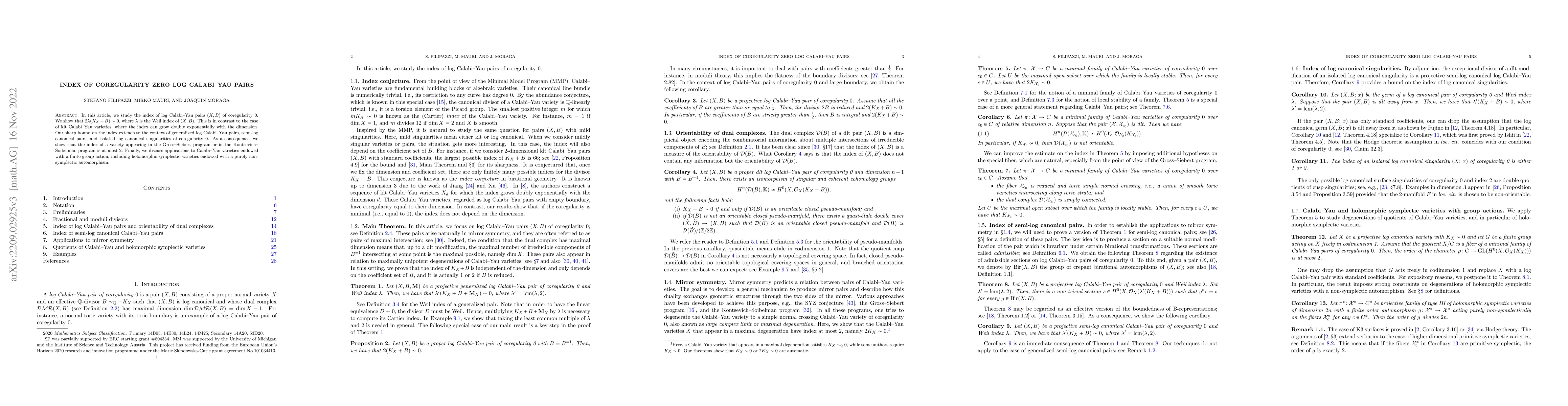 Thumbnail for Index of coregularity zero log Calabi-Yau pairs