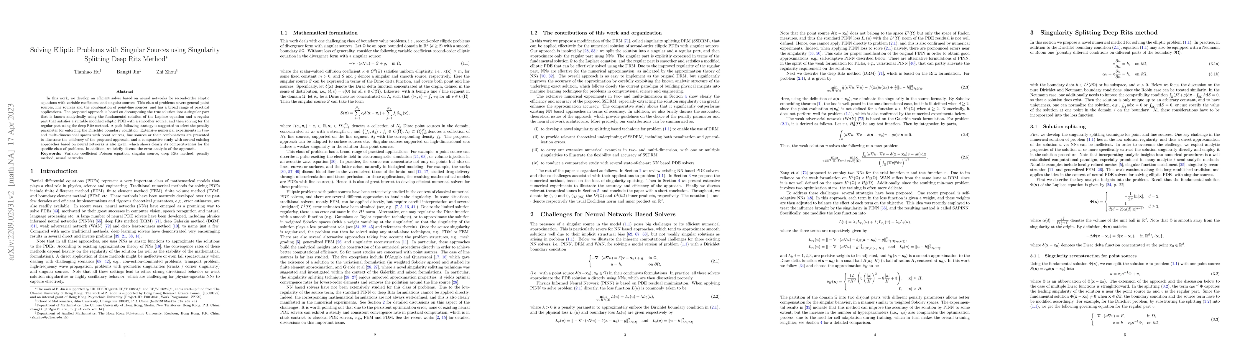 Thumbnail for Solving Elliptic Problems with Singular Sources using Singularity
  Splitting Deep Ritz Method