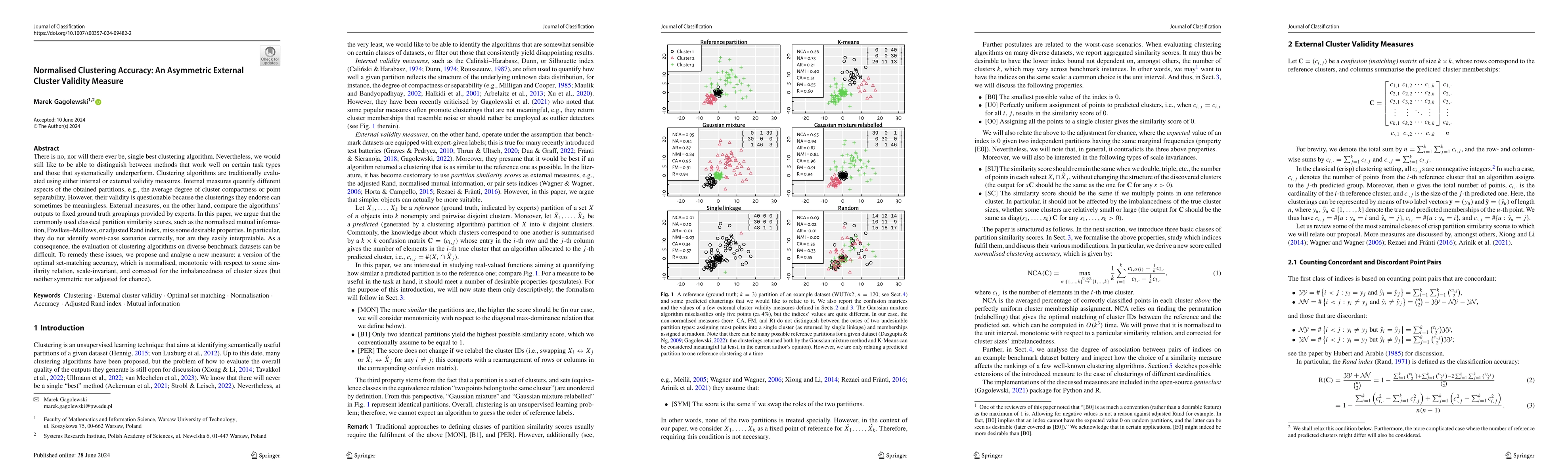 Thumbnail for Normalised clustering accuracy: An asymmetric external cluster validity
  measure