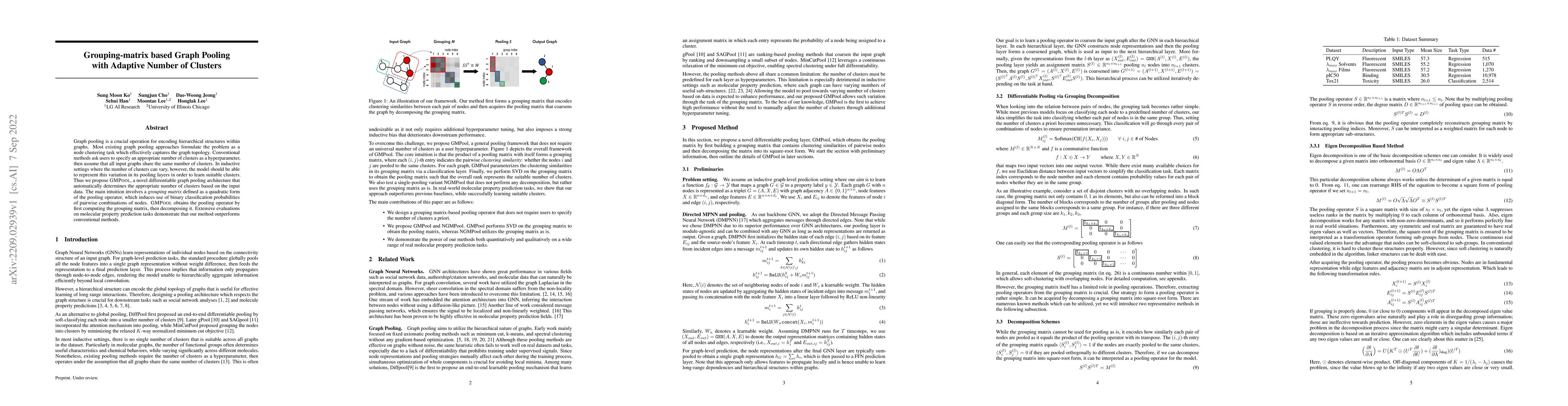Thumbnail for Grouping-matrix based Graph Pooling with Adaptive Number of Clusters
