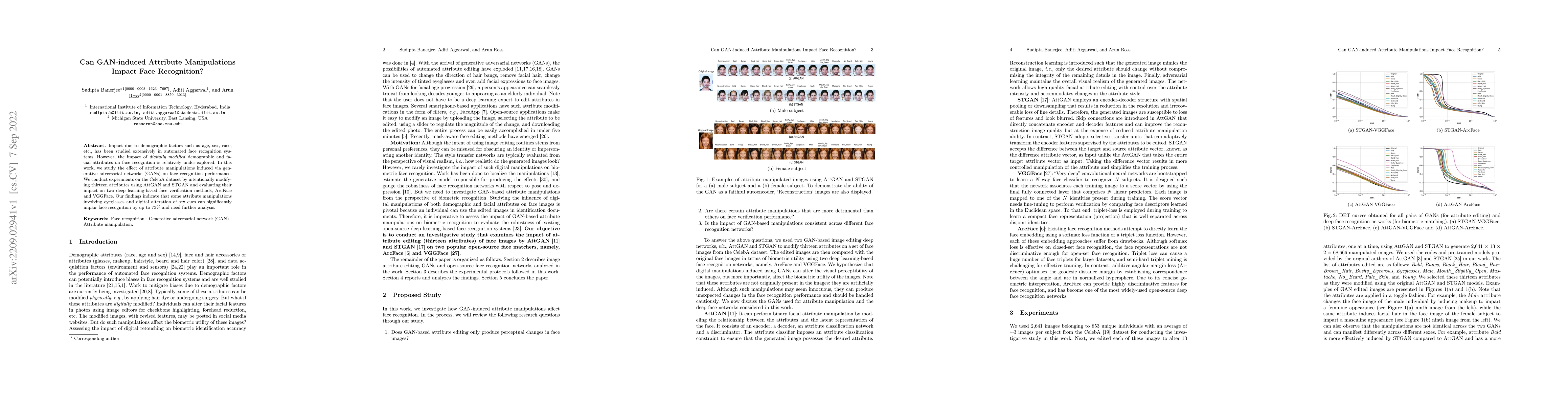 Thumbnail for Can GAN-induced Attribute Manipulations Impact Face Recognition?