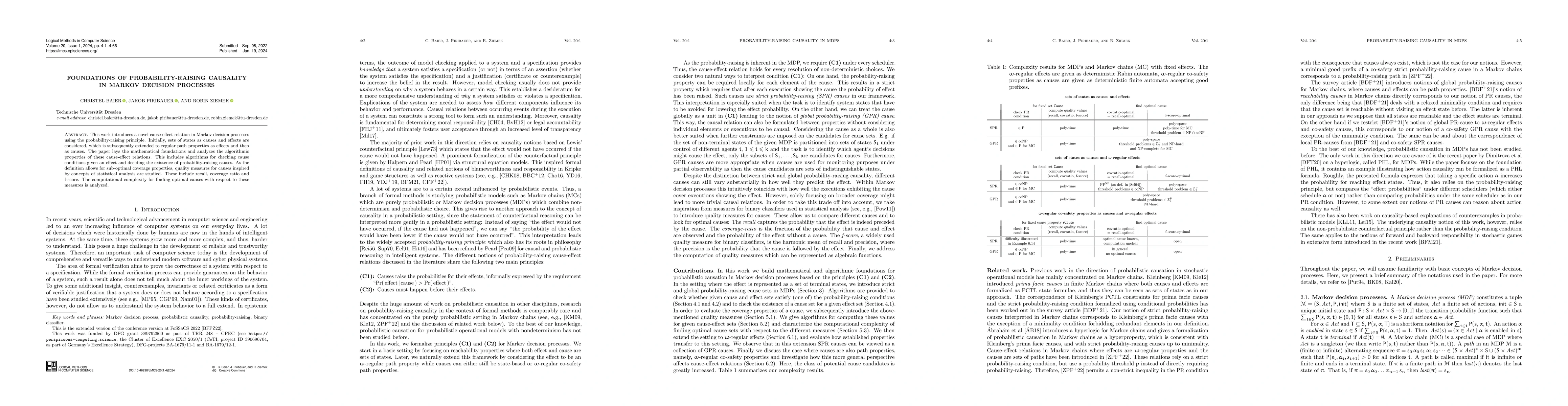 Thumbnail for Foundations of probability-raising causality in Markov decision
  processes