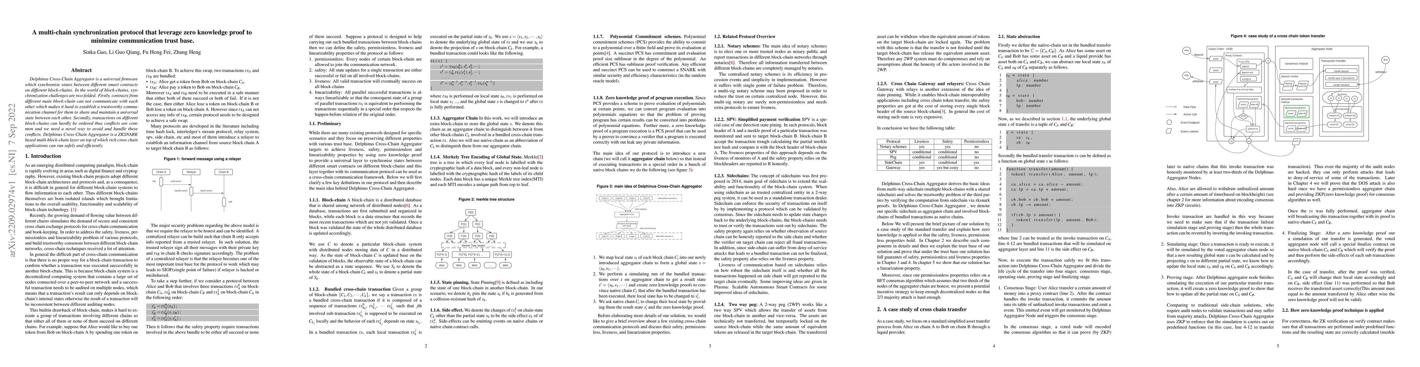 Thumbnail for A multi-chain synchronization protocol that leverage zero knowledge
  proof to minimize communication trust base