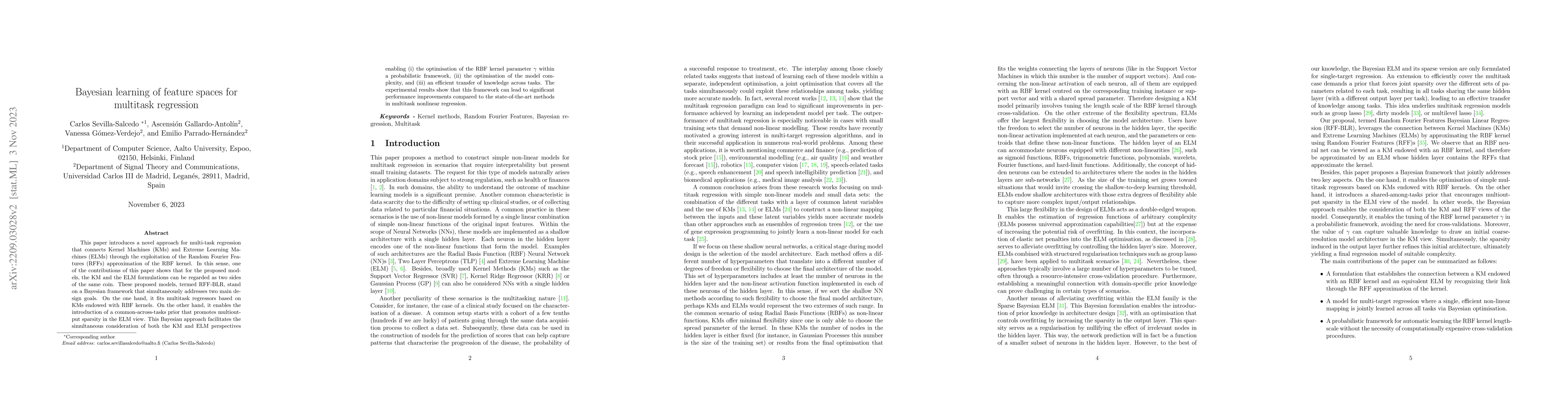 Thumbnail for Bayesian learning of feature spaces for multitasks problems