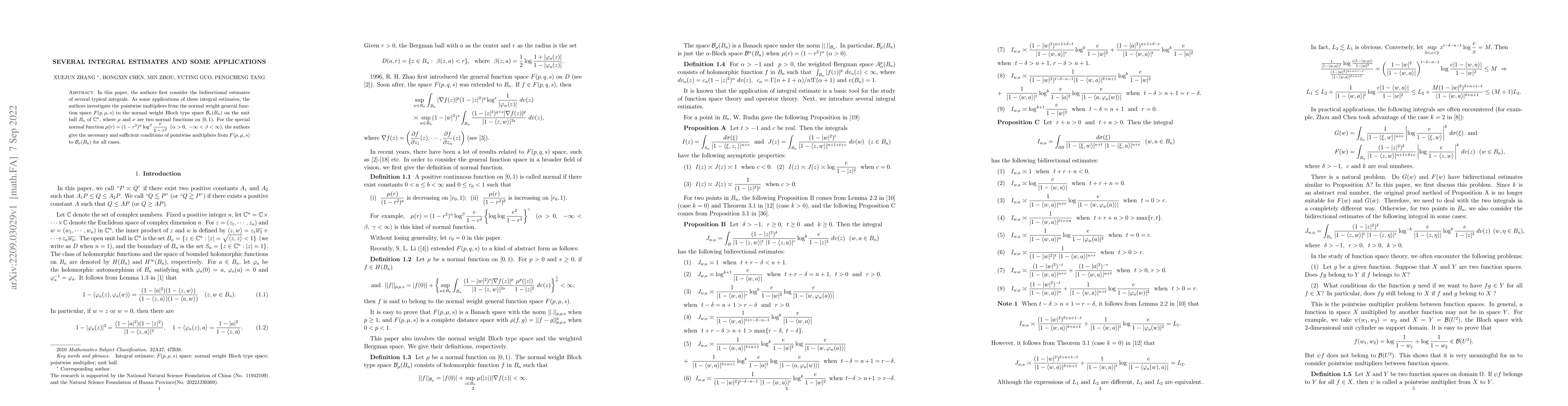 Thumbnail for Several Integral Estimates and Some Applications