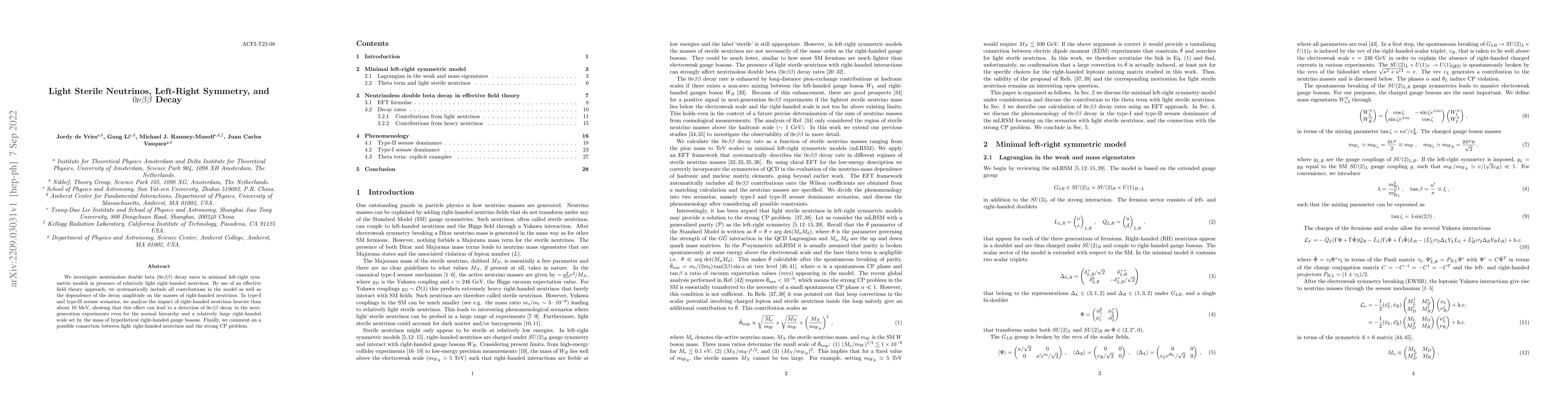 Thumbnail for Light Sterile Neutrinos, Left-Right Symmetry, and $0\nu\beta\beta$ Decay
