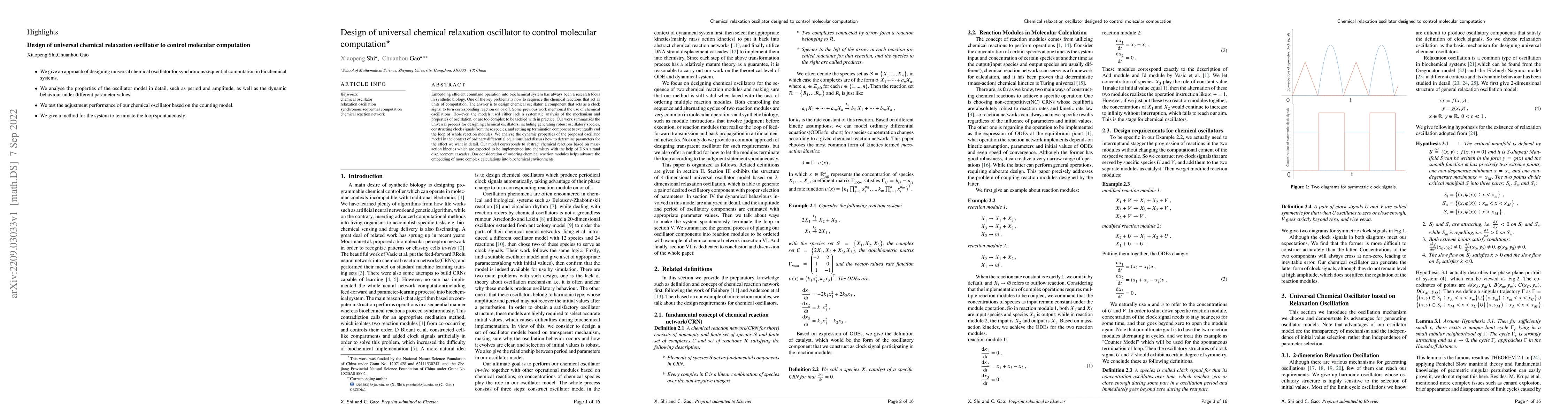 Thumbnail for Design of universal chemical relaxation oscillator to control molecular
  computation