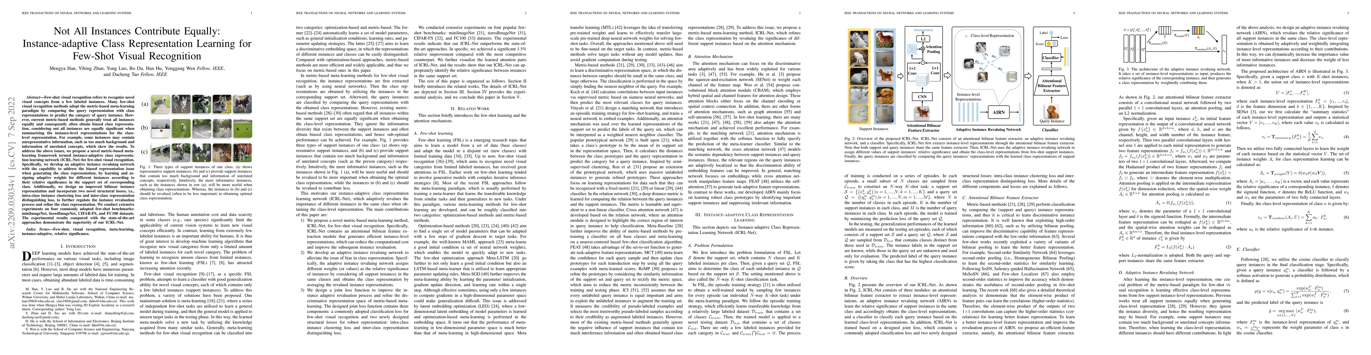 Thumbnail for Not All Instances Contribute Equally: Instance-adaptive Class
  Representation Learning for Few-Shot Visual Recognition