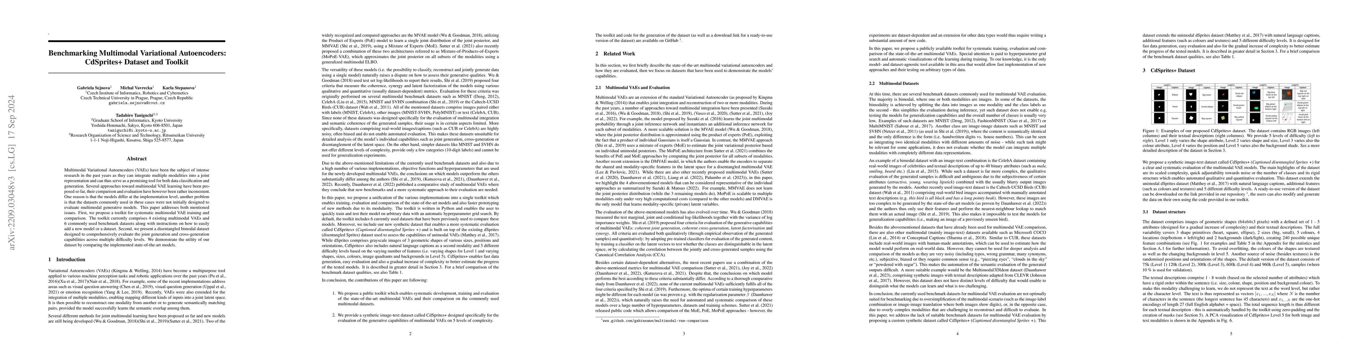 Thumbnail for Benchmarking Multimodal Variational Autoencoders: CdSprites+ Dataset and
  Toolkit