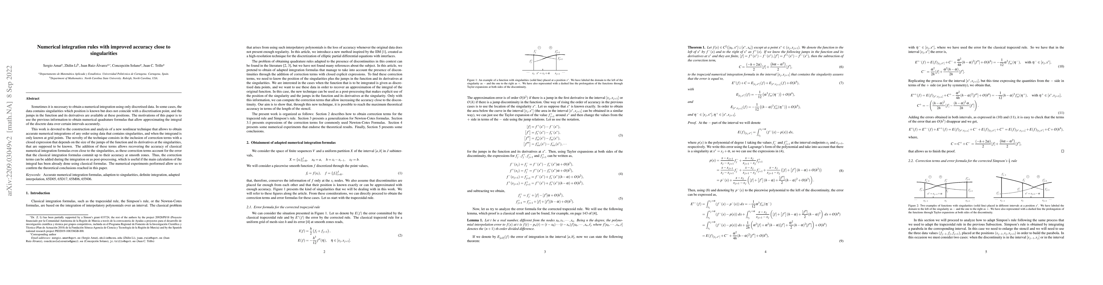 Thumbnail for Numerical integration rules with improved accuracy close to
  singularities