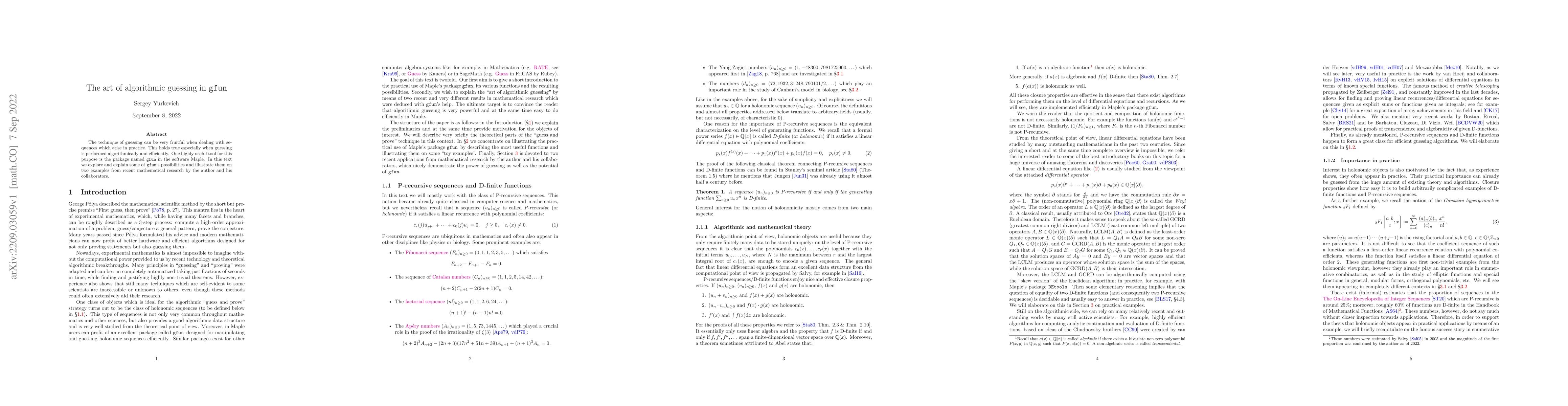 Thumbnail for The art of algorithmic guessing in $\texttt{gfun}$