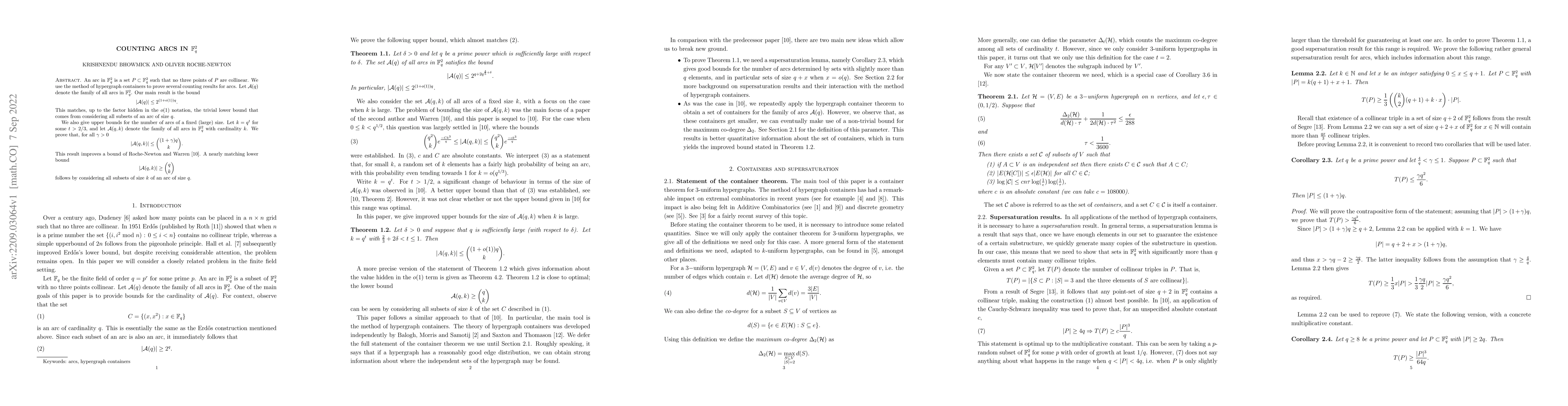Thumbnail for Counting arcs in $\mathbb F_q^2$