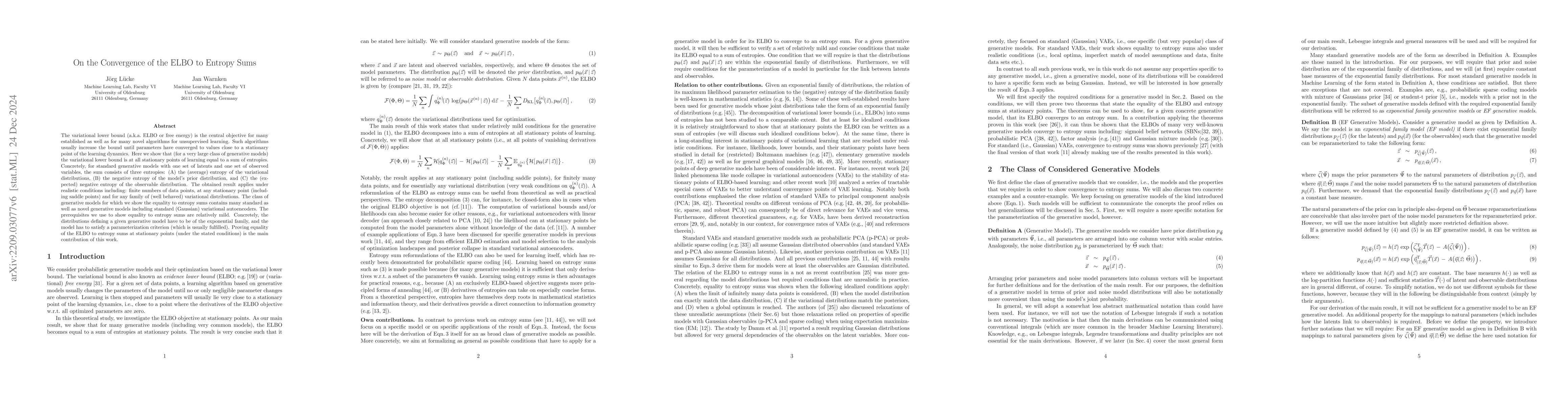 Thumbnail for On the Convergence of the ELBO to Entropy Sums
