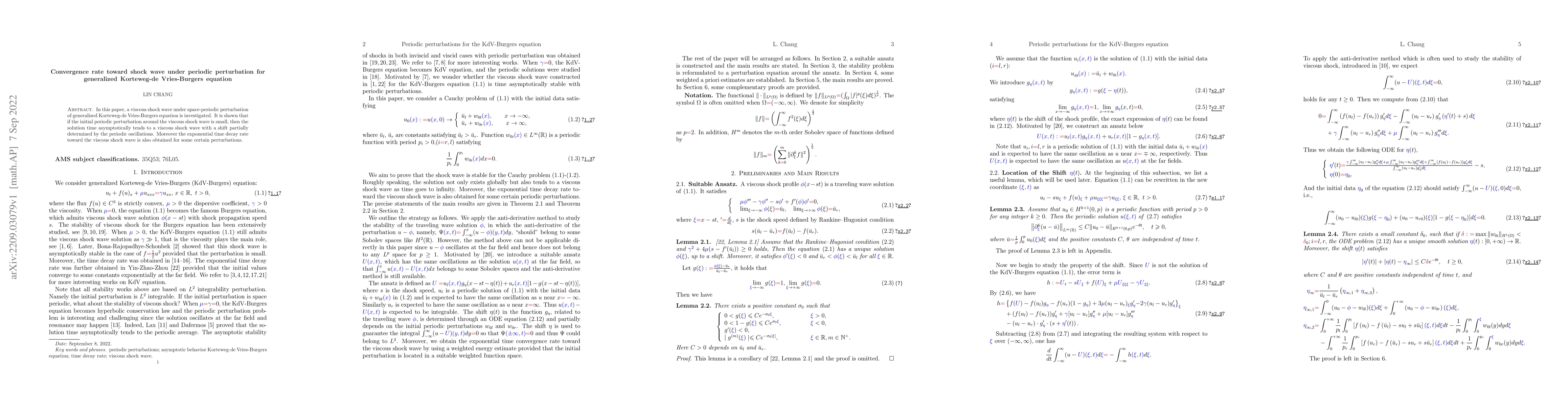 Thumbnail for Convergence rate toward shock wave under periodic perturbation for
  generalized Korteweg-de Vries-Burgers equation