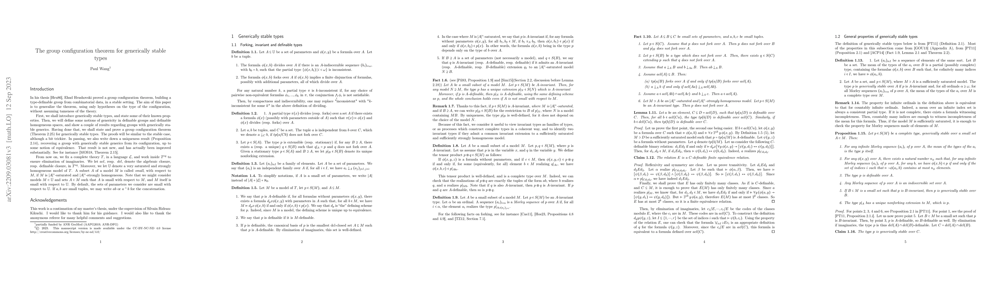 Thumbnail for The group configuration theorem for generically stable types