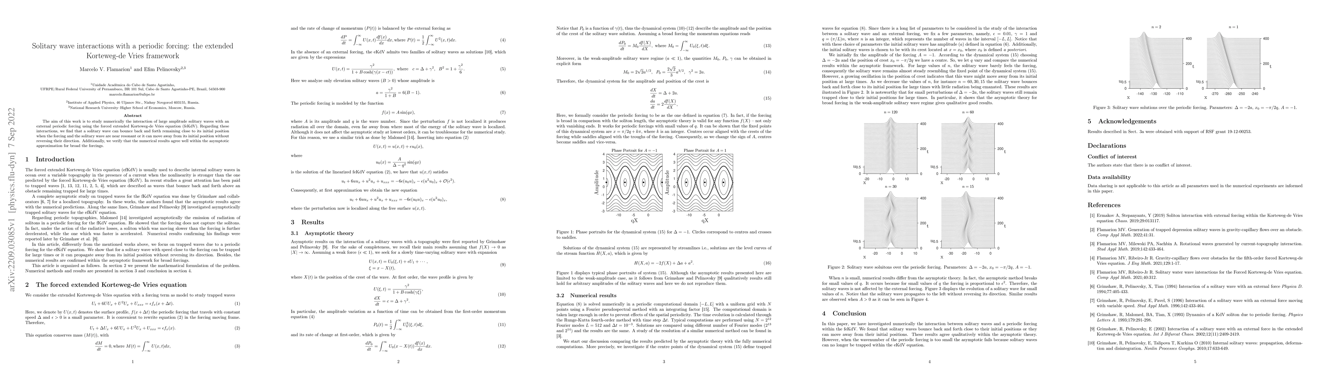 Thumbnail for Solitary wave interactions with a periodic forcing: the extended
  Korteweg-de Vries framework