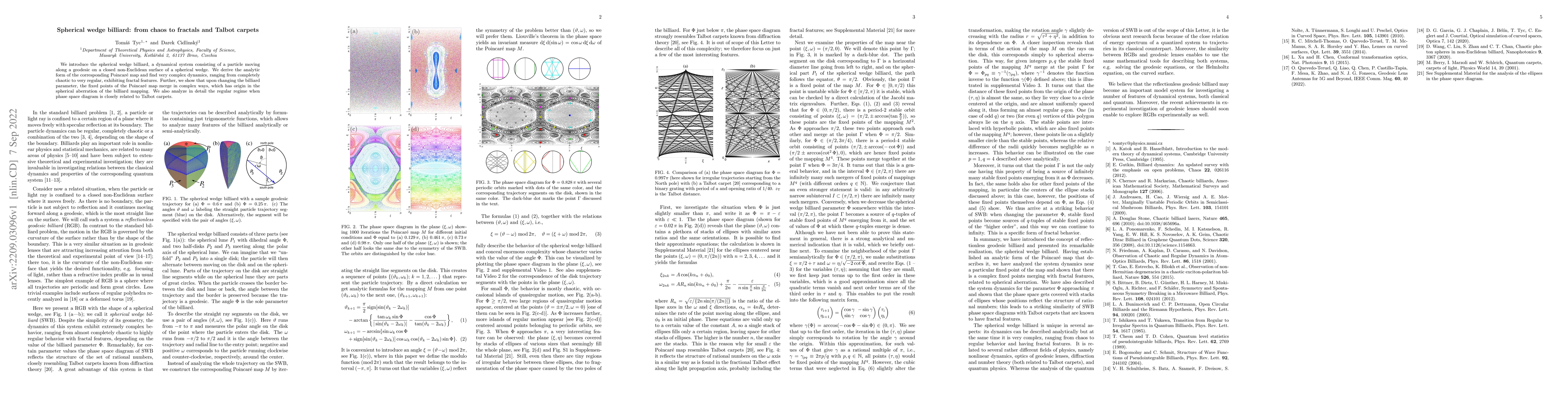 Thumbnail for Spherical wedge billiard: from chaos to fractals and Talbot carpets