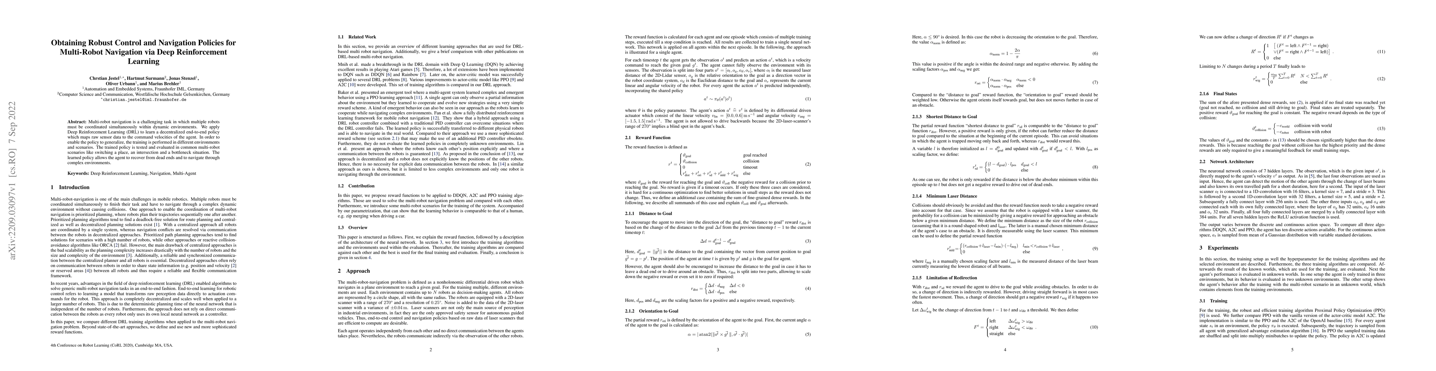 Thumbnail for Obtaining Robust Control and Navigation Policies for Multi-Robot
  Navigation via Deep Reinforcement Learning