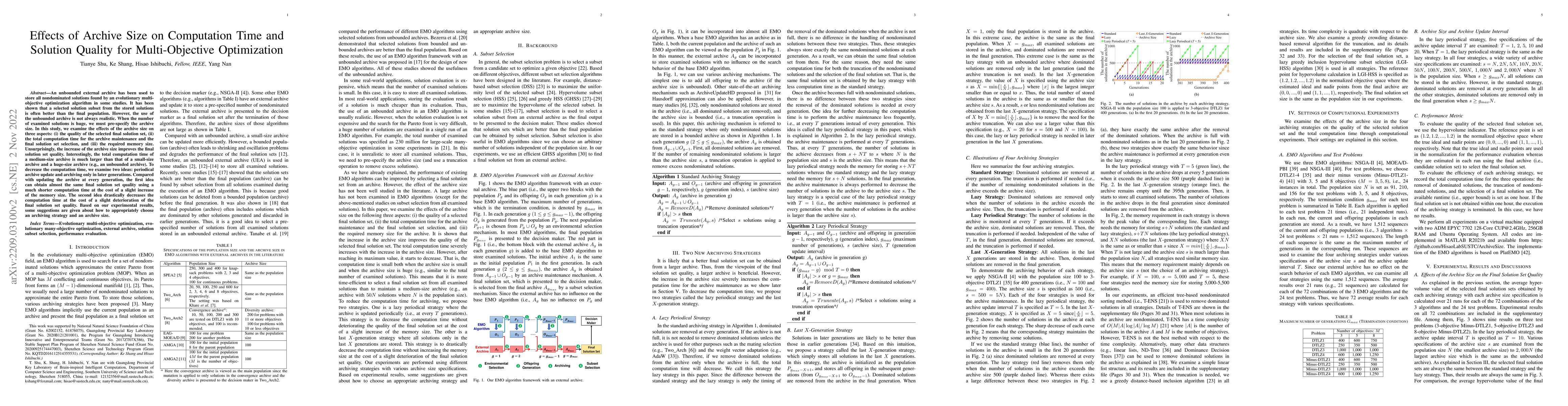 Thumbnail for Effects of Archive Size on Computation Time and Solution Quality for
  Multi-Objective Optimization