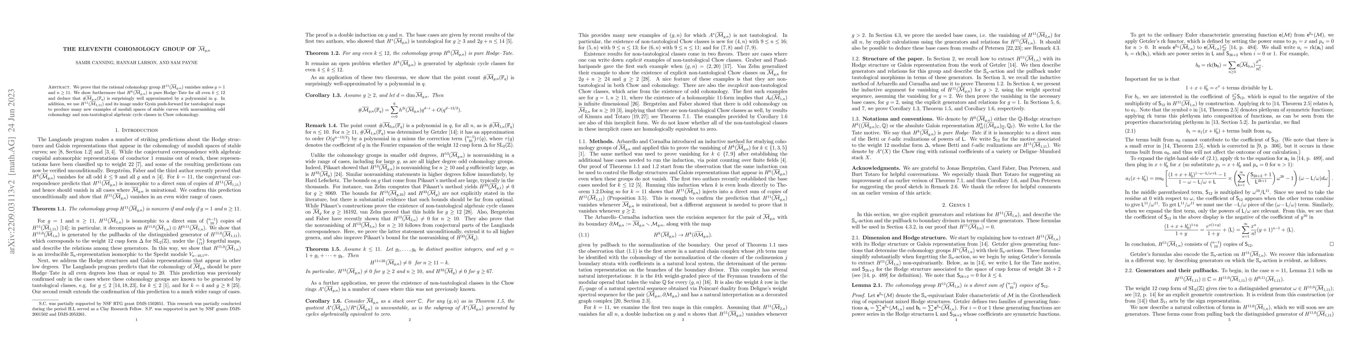 Thumbnail for The eleventh cohomology group of $\bar{\mathcal{M}}_{g,n}$