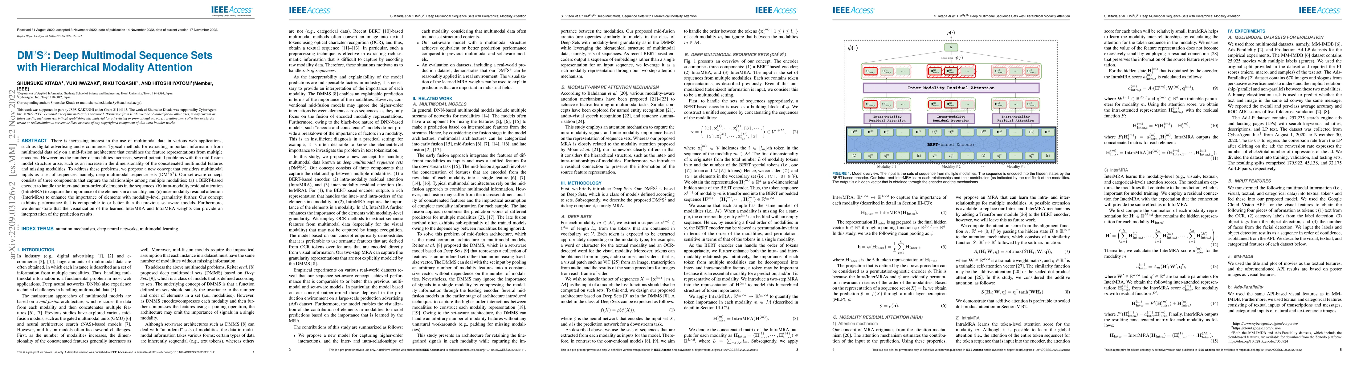 Thumbnail for DM$^2$S$^2$: Deep Multi-Modal Sequence Sets with Hierarchical Modality
  Attention