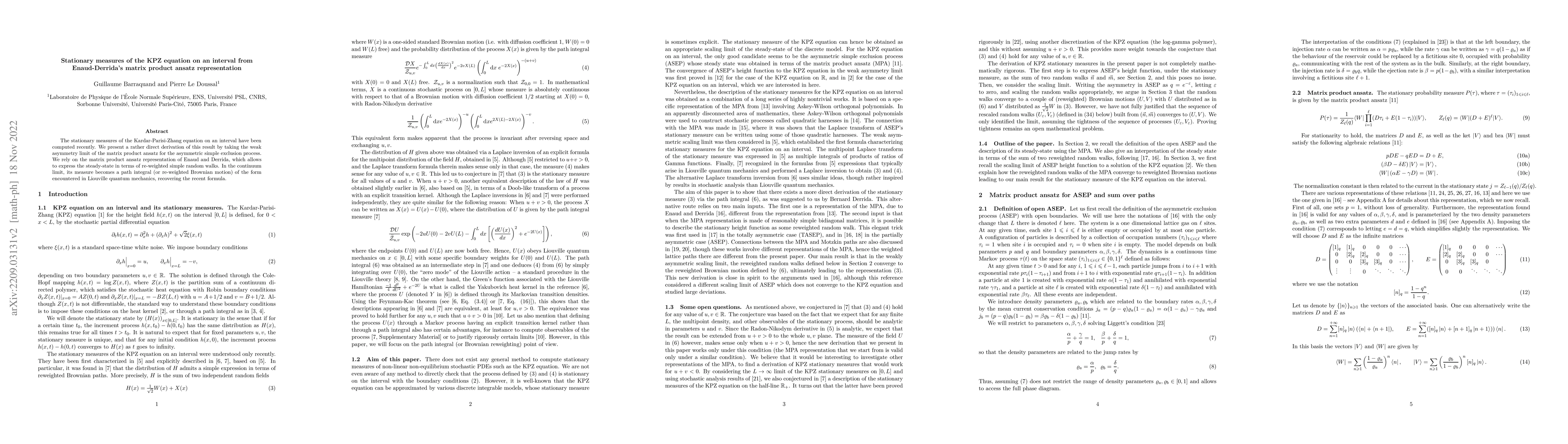 Thumbnail for Stationary measures of the KPZ equation on an interval from
  Enaud-Derrida's matrix product ansatz representation
