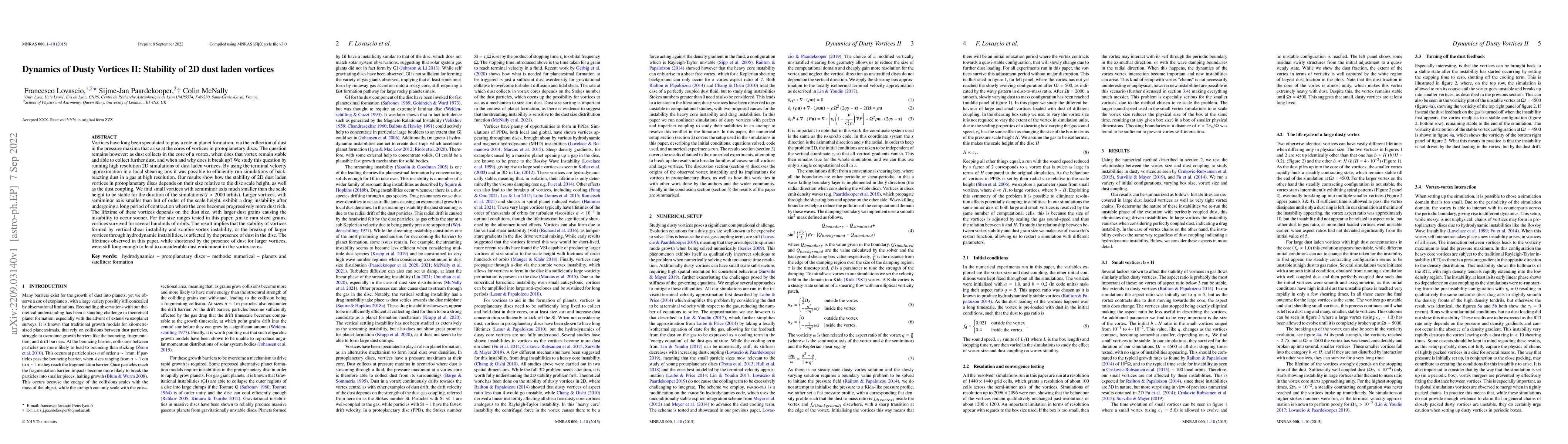 Thumbnail for Dynamics of Dusty Vortices II: Stability of 2D dust laden vortices