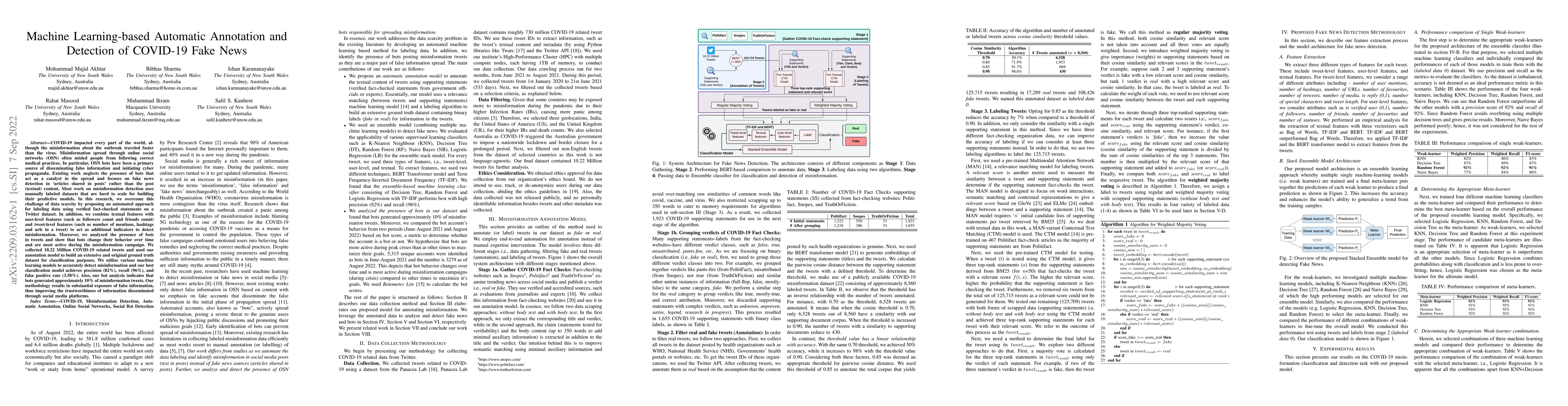 Thumbnail for Machine Learning-based Automatic Annotation and Detection of COVID-19
  Fake News