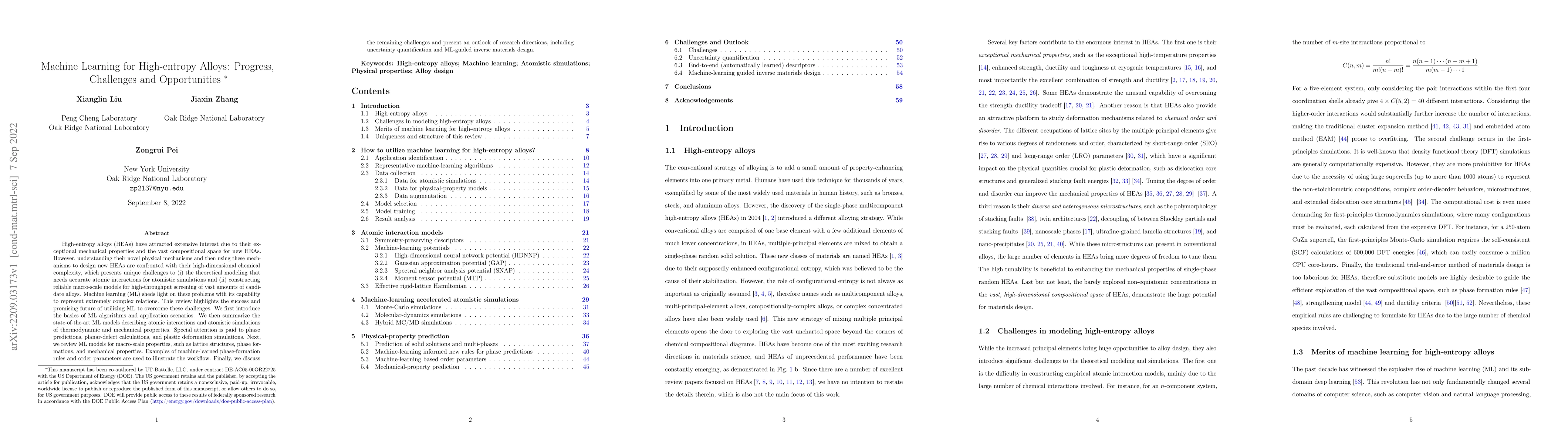 Thumbnail for Machine Learning for High-entropy Alloys: Progress, Challenges and
  Opportunities