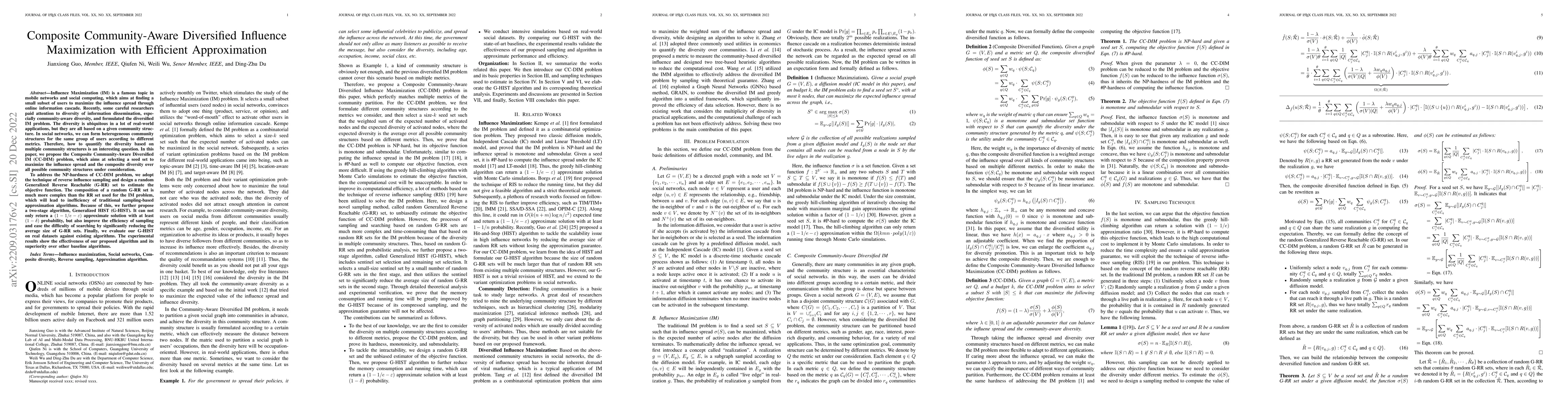 Thumbnail for Composite Community-Aware Diversified Influence Maximization with
  Efficient Approximation