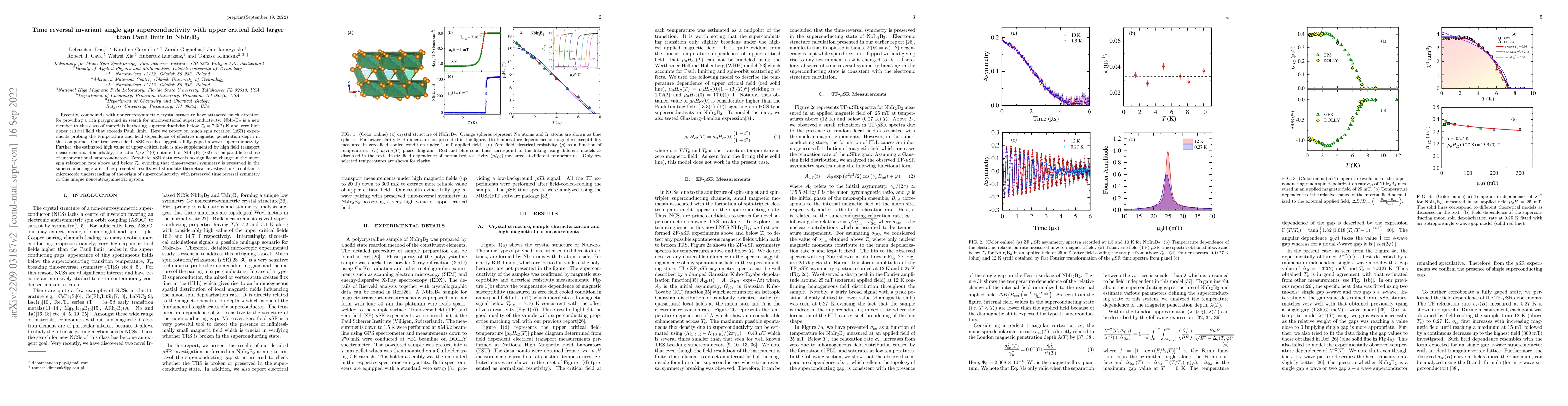 Thumbnail for Time reversal invariant single gap superconductivity with upper critical
  field larger than Pauli limit in NbIr$_2$B$_2$