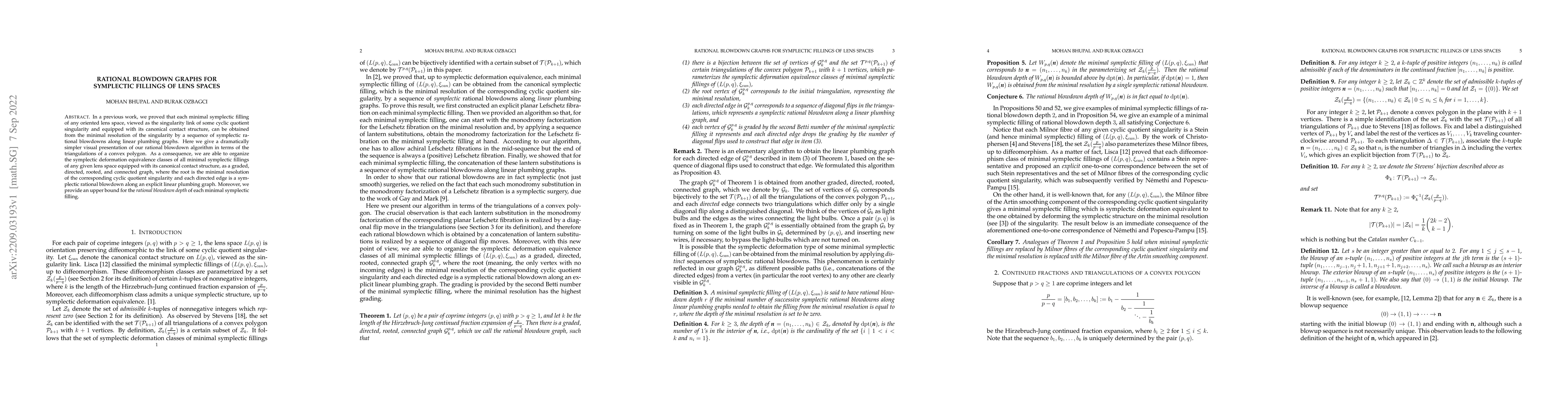 Thumbnail for Rational blowdown graphs for symplectic fillings of lens spaces