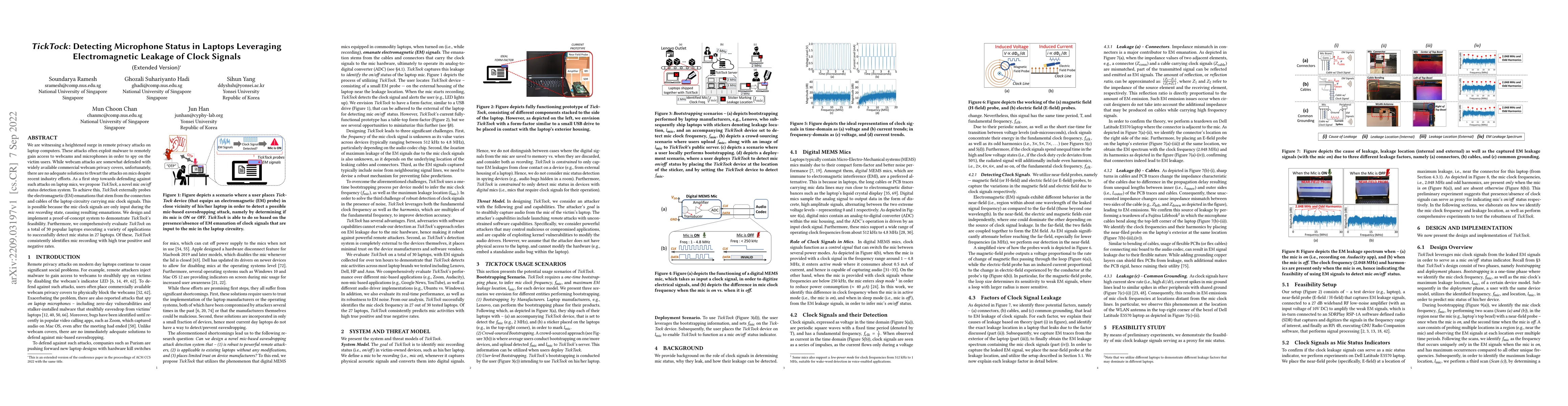 Thumbnail for TickTock: Detecting Microphone Status in Laptops Leveraging
  Electromagnetic Leakage of Clock Signals