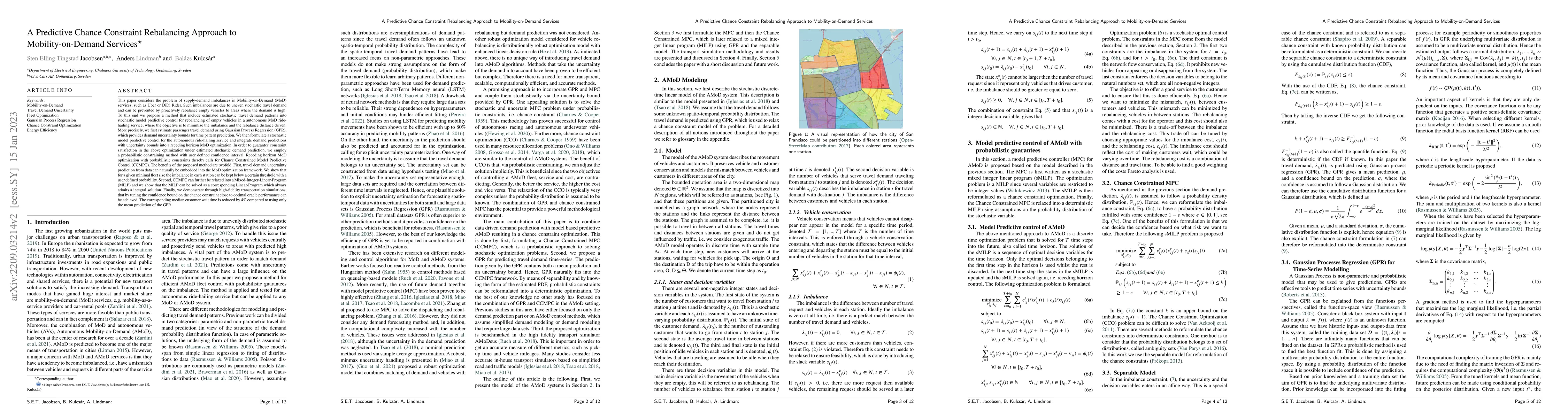 Thumbnail for A Predictive Chance Constraint Rebalancing Approach to
  Mobility-on-Demand Services